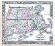 Massachusetts, Connecticut and Rhode Island 1864 Mitchell Plate A